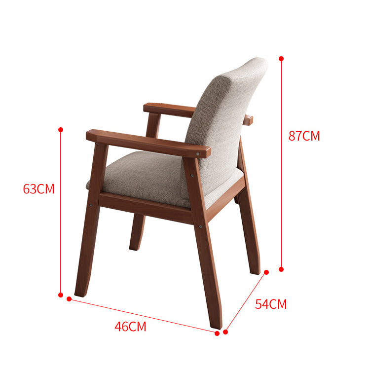 Pier Solid Wood Dining Chair with Cotton & Linen Upholstery - White