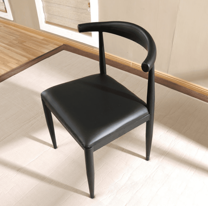 Solid Wood Dining Chair with PU Leather Cushion - Black Seat