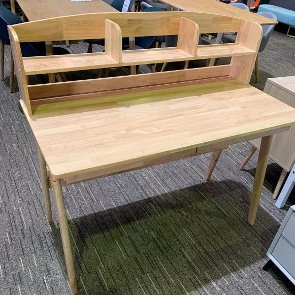 Solid Wood Writing Desk with Shelf - Natural