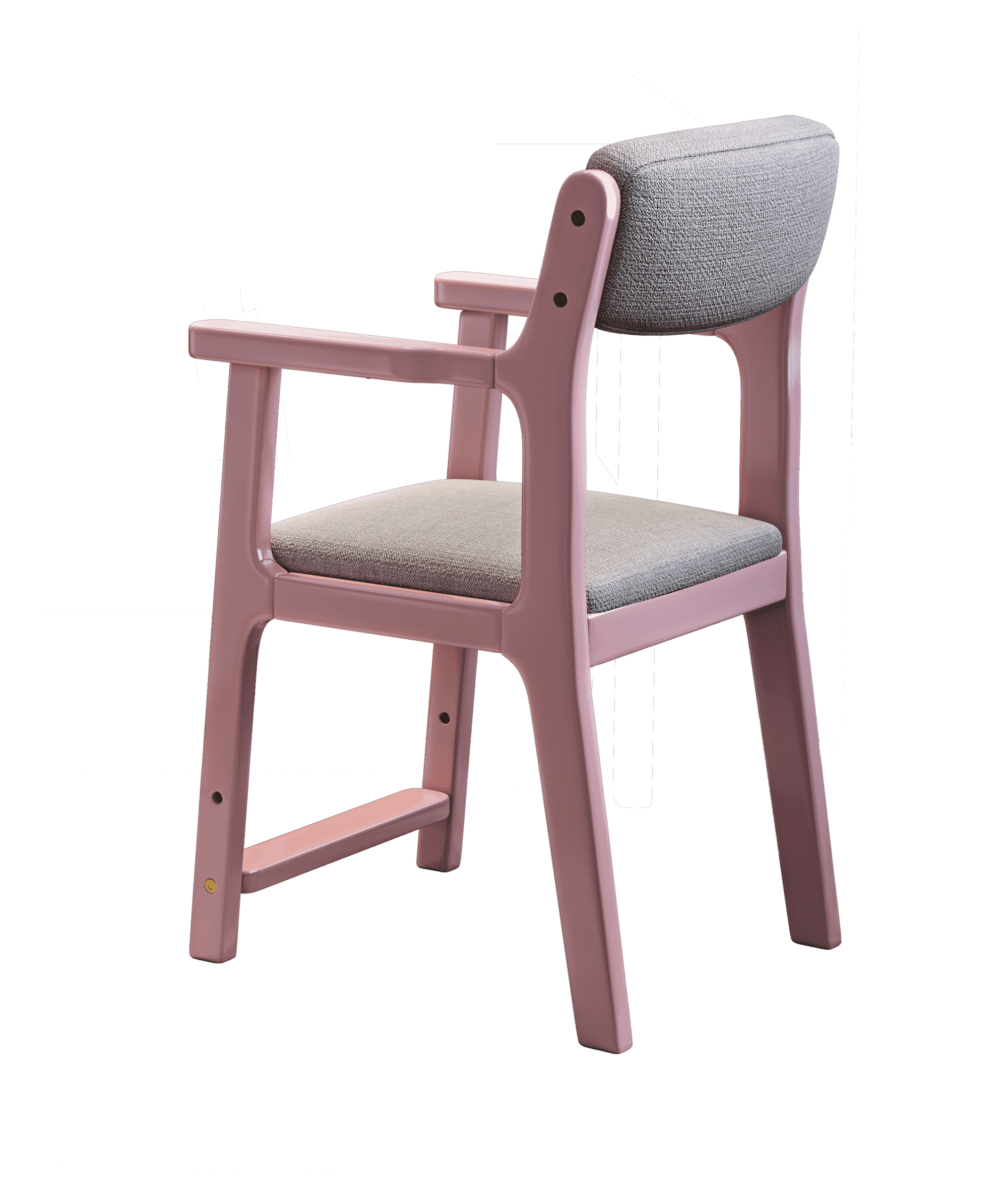 Pink Solid Wood Study Chair with Fabric Cushion