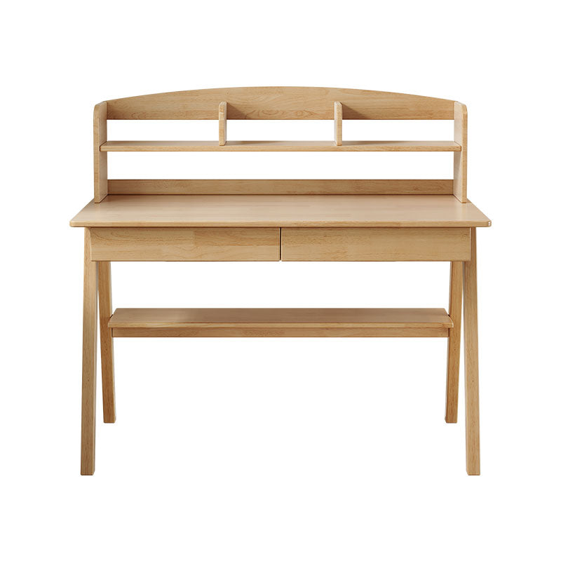 Solid Wood Writing Desk with Shelf - Natural