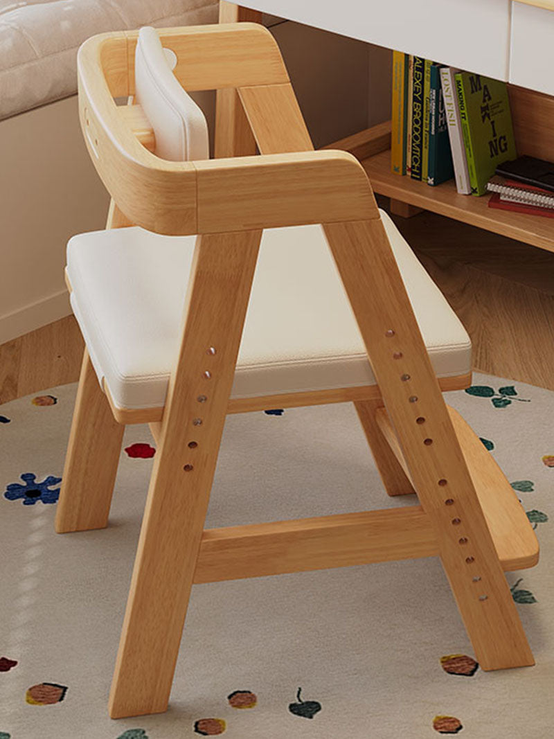 Height-Adjustable Solid Wood Ergonomic Study Chair with Footrest