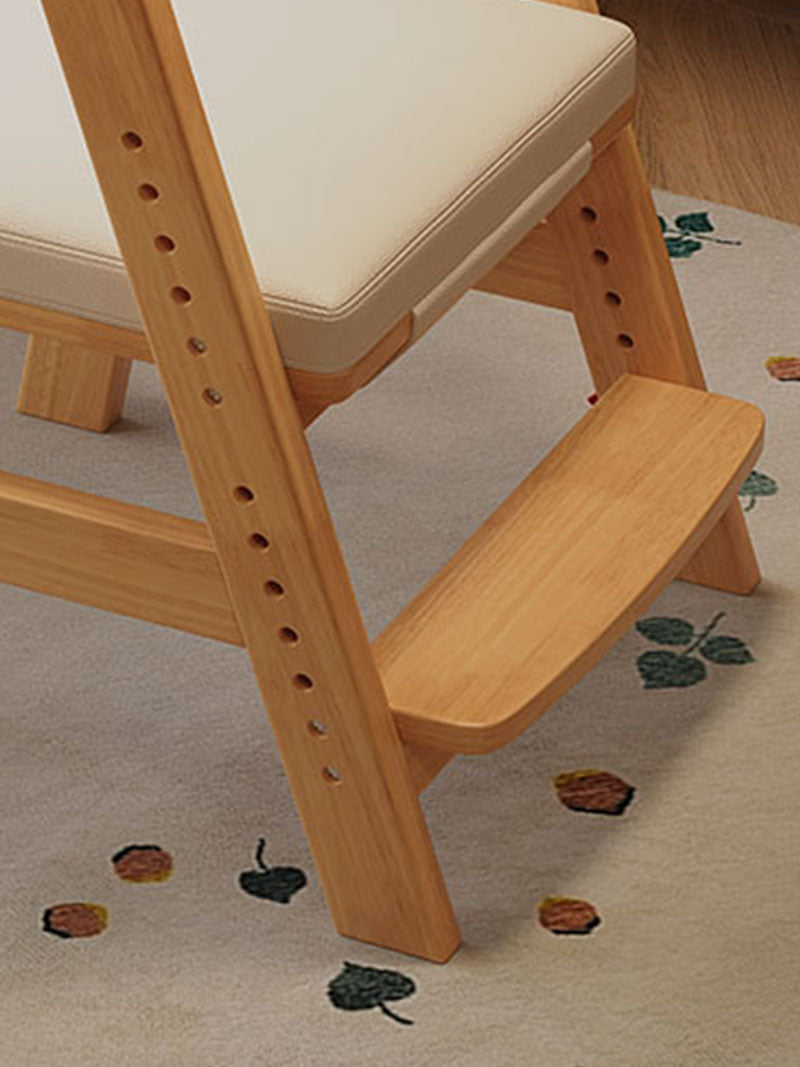 Height-Adjustable Solid Wood Ergonomic Study Chair with Footrest