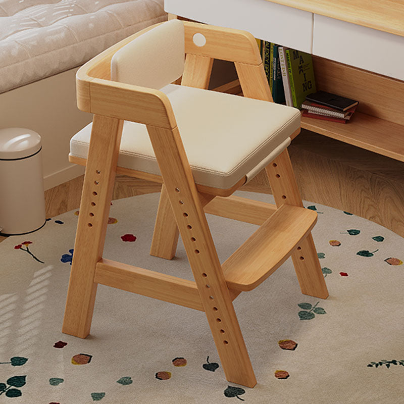 Height-Adjustable Solid Wood Ergonomic Study Chair with Footrest