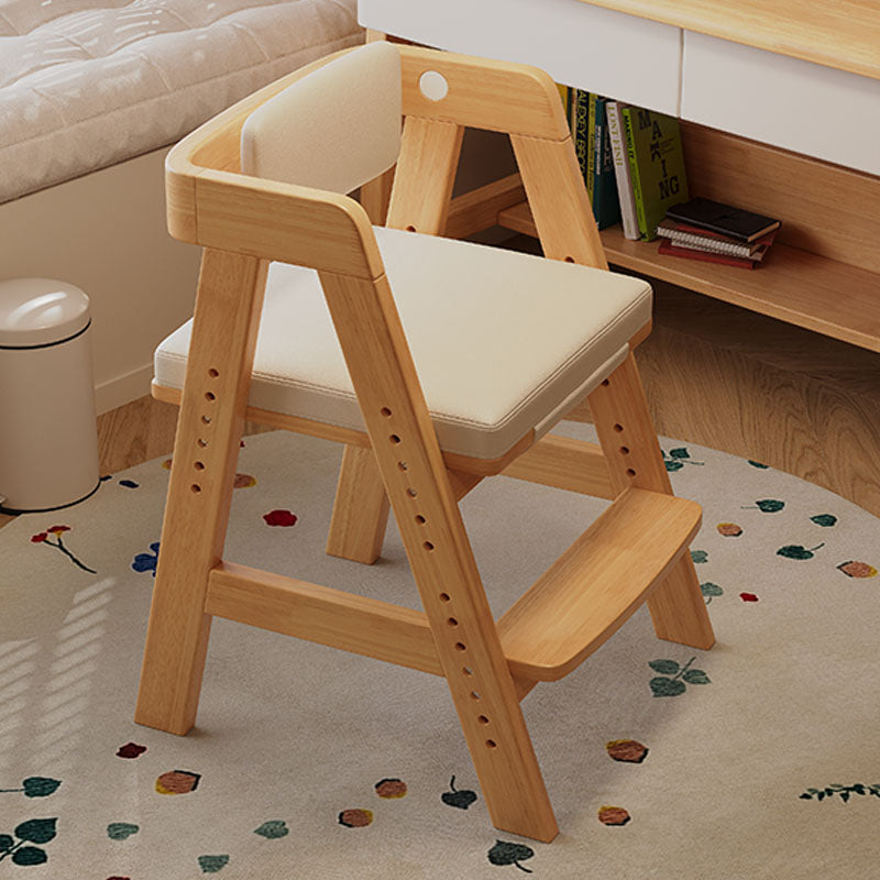 Height-Adjustable Solid Wood Ergonomic Study Chair with Footrest