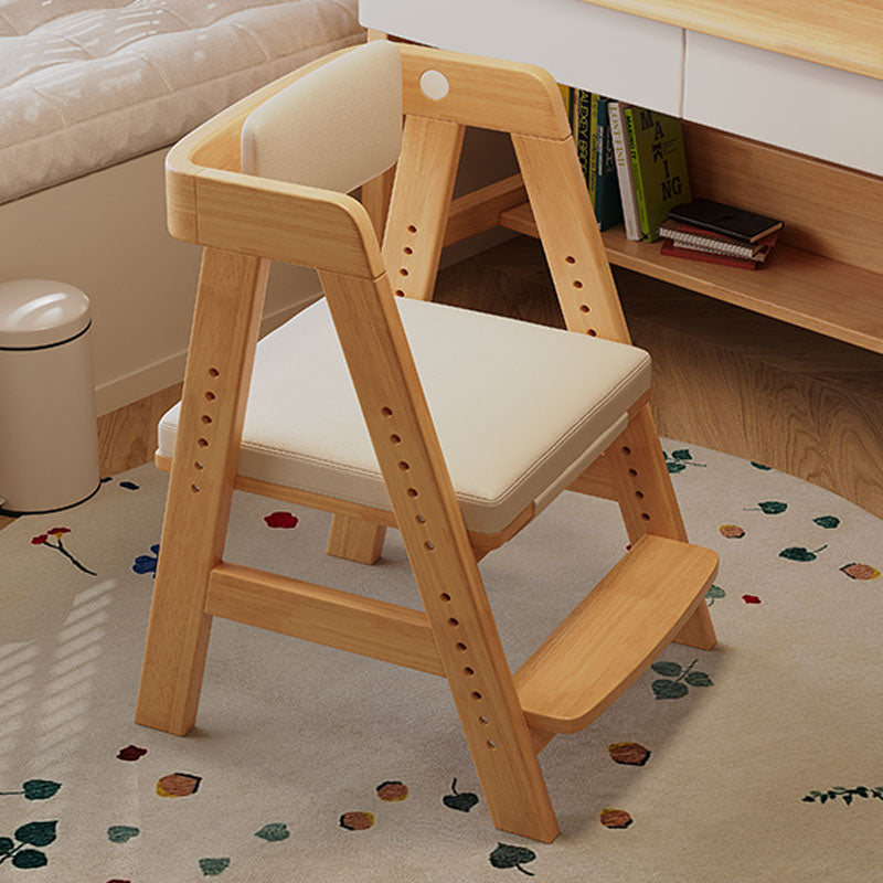 Height-Adjustable Solid Wood Ergonomic Study Chair with Footrest