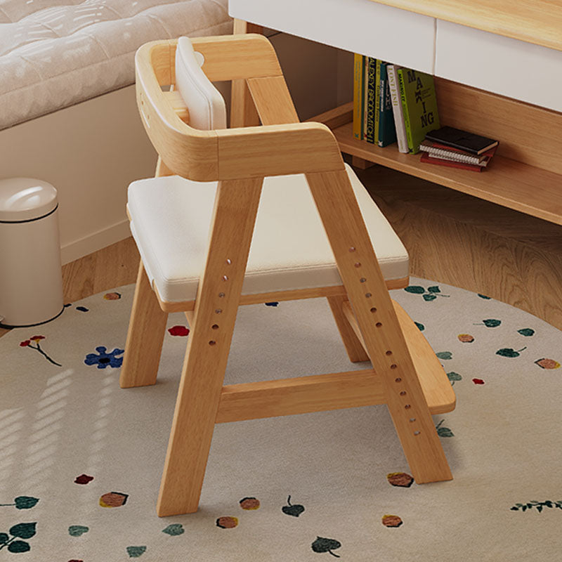 Height-Adjustable Solid Wood Ergonomic Study Chair with Footrest