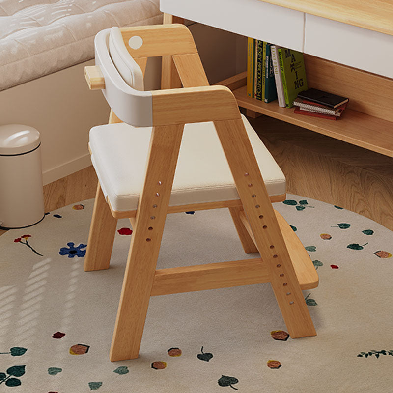 Height-Adjustable Solid Wood Ergonomic Study Chair with Footrest