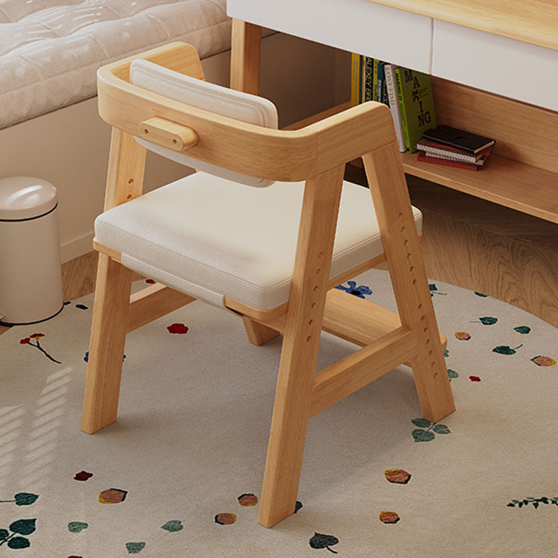 Height-Adjustable Solid Wood Ergonomic Study Chair with Footrest