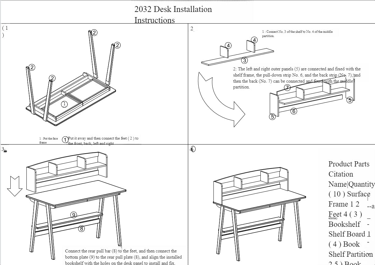Solid Wood Writing Desk with Shelf - Natural