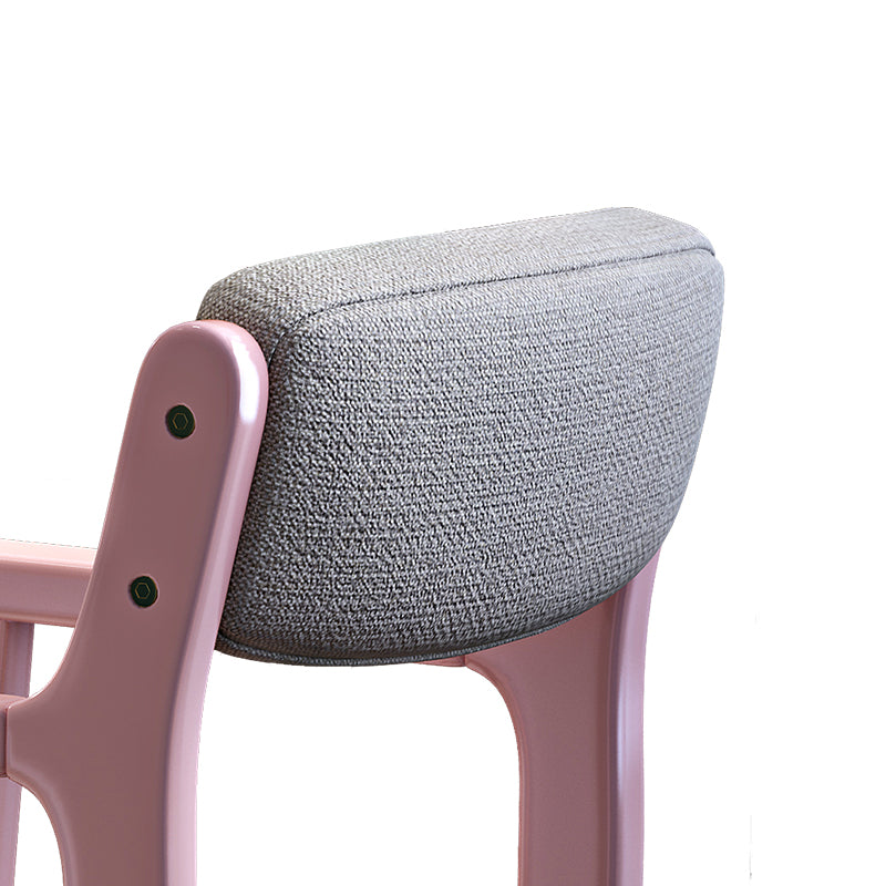 Pink Solid Wood Study Chair with Fabric Cushion