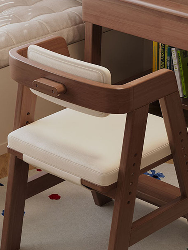 Height-Adjustable Solid Wood Ergonomic Study Chair with Footrest