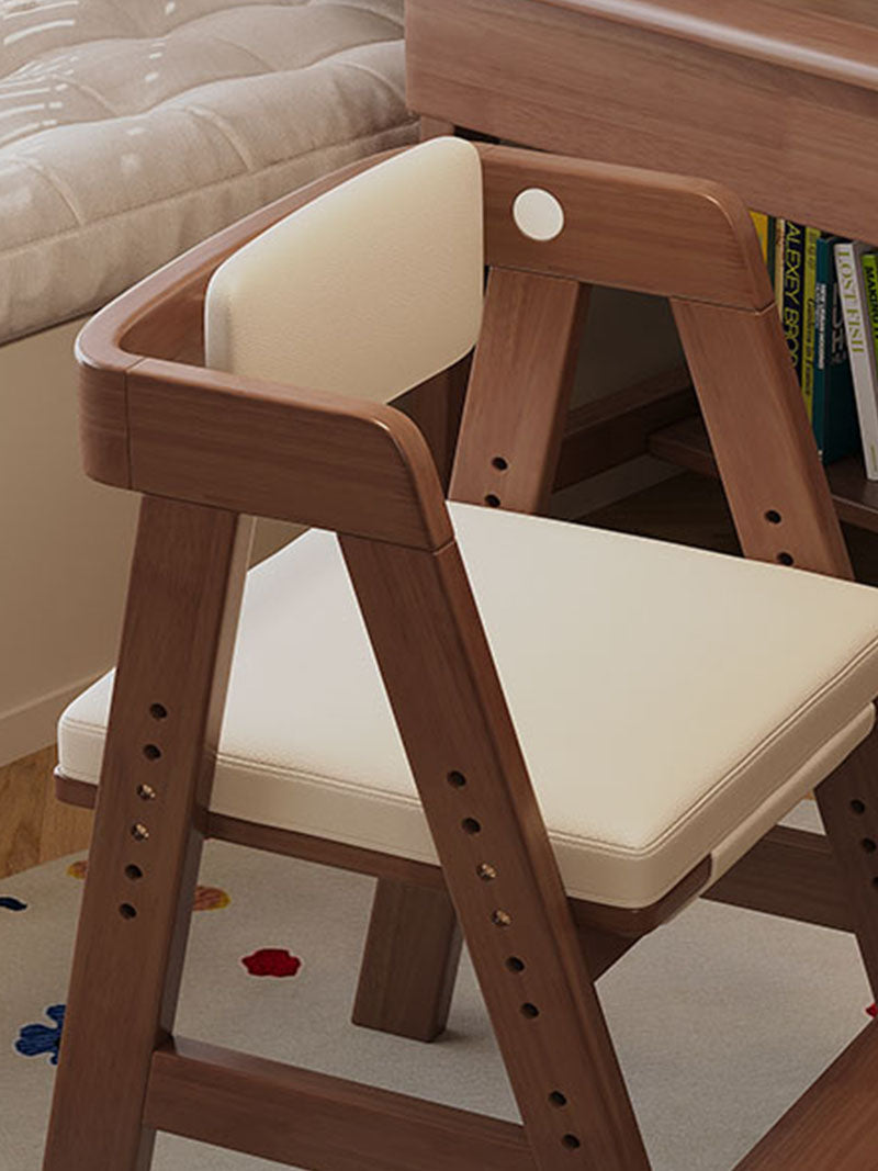 Height-Adjustable Solid Wood Ergonomic Study Chair with Footrest