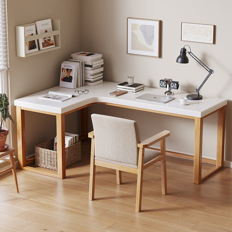Minimalist Solid Wood Corner Writing Desk (L-Shaped)