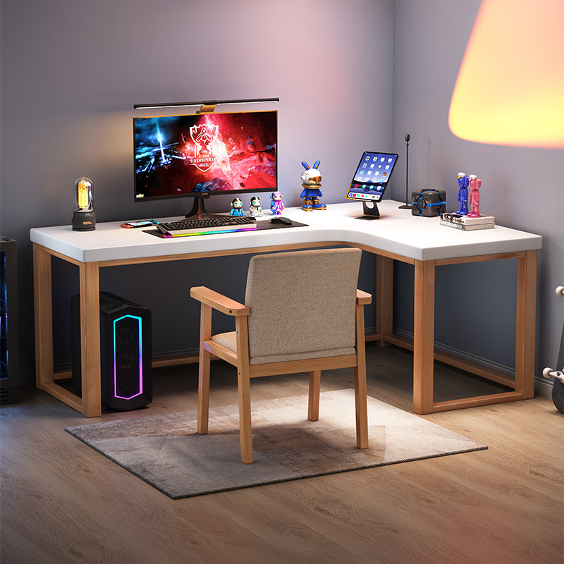 Minimalist Solid Wood Corner Writing Desk (L-Shaped)