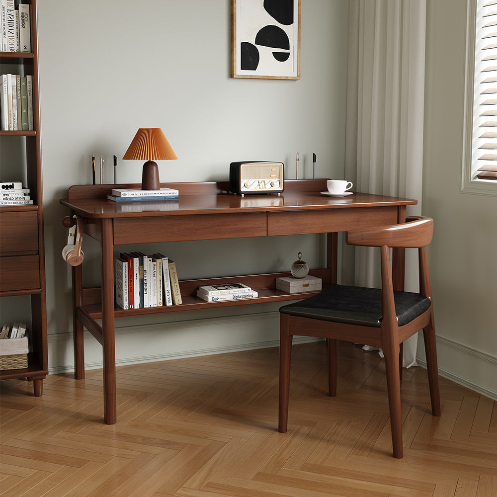 Classic Solid Wood Writing Desk with Two Drawers