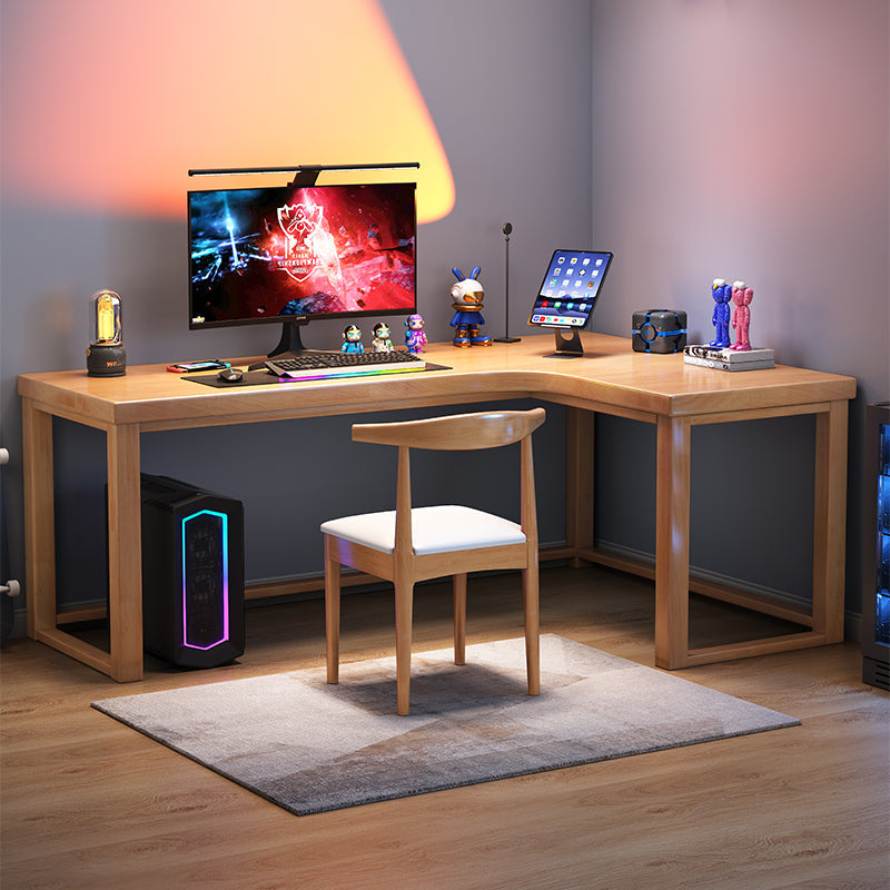 Minimalist Solid Wood Corner Writing Desk (L-Shaped)