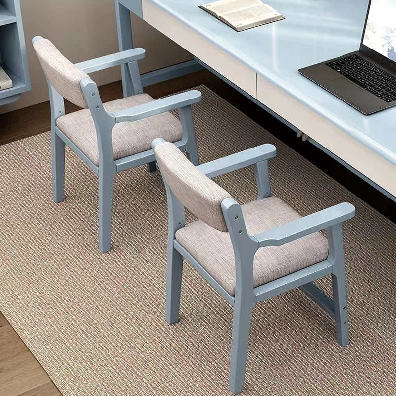 Height-Adjustable Solid Wood Study Chair with Cotton-Linen Seat