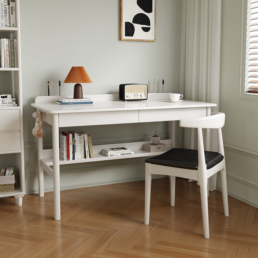 Classic Solid Wood Writing Desk with Two Drawers