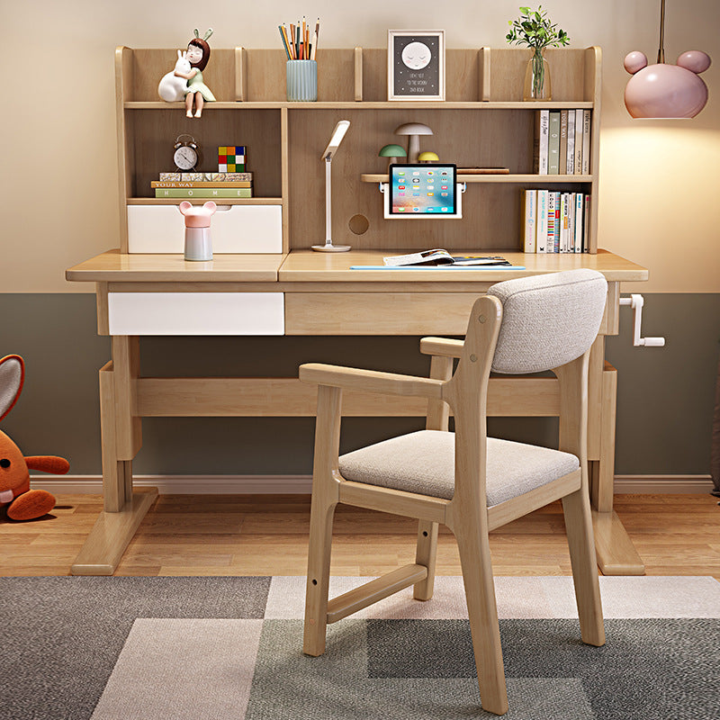 Height-Adjustable Writing Desk with Shelf