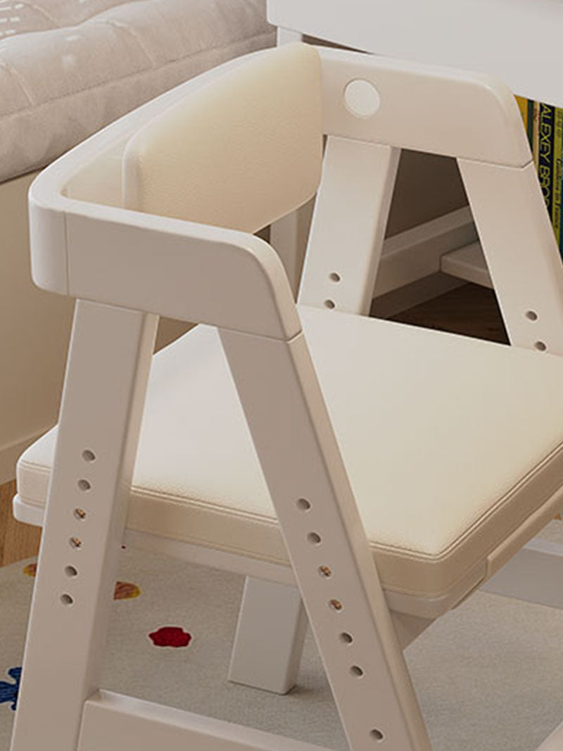 Height-Adjustable Solid Wood Ergonomic Study Chair with Footrest