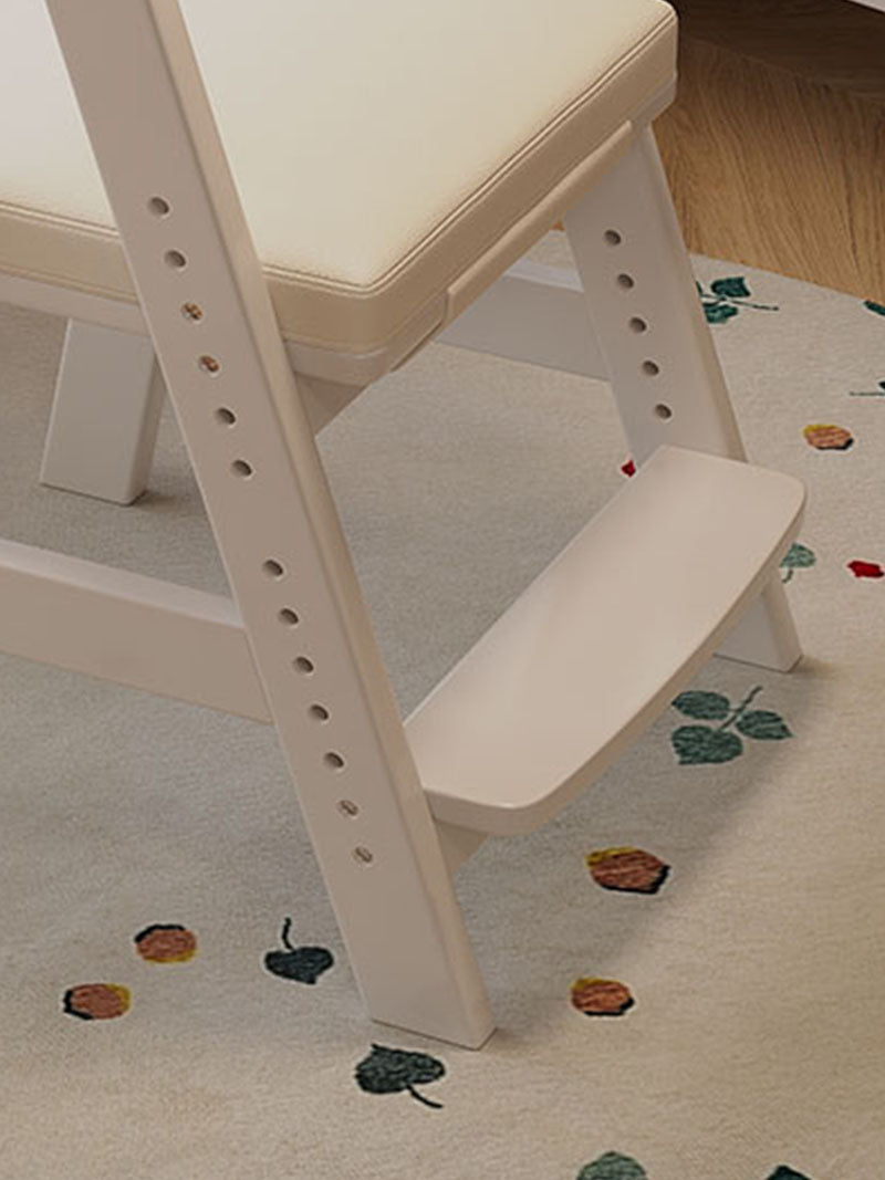 Height-Adjustable Solid Wood Ergonomic Study Chair with Footrest