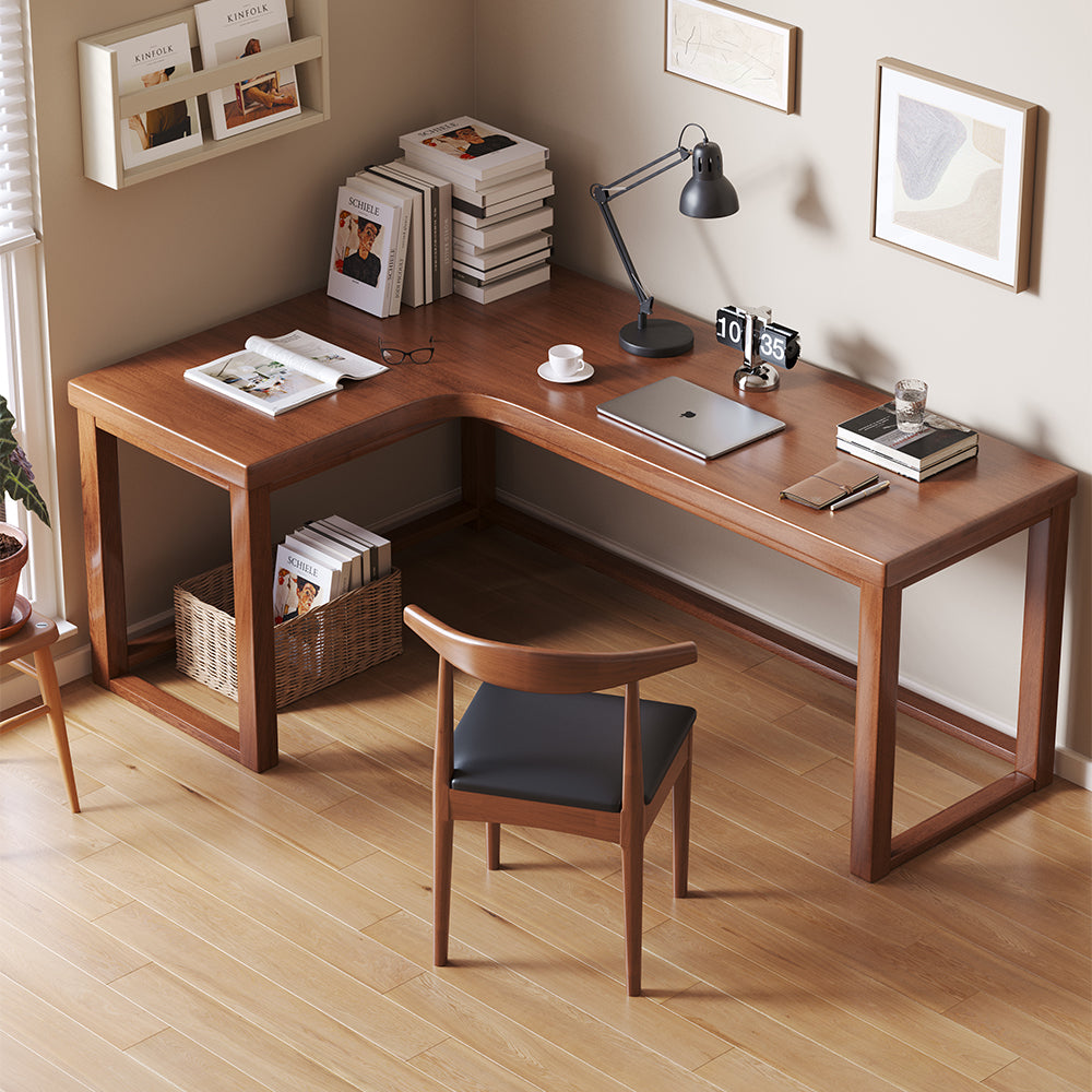 Minimalist Solid Wood Corner Writing Desk (L-Shaped)