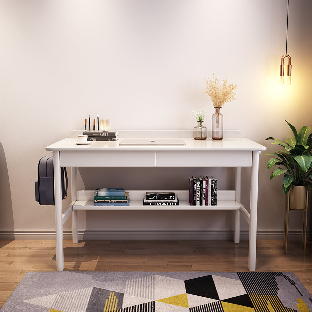 Classic Solid Wood Writing Desk with Two Drawers