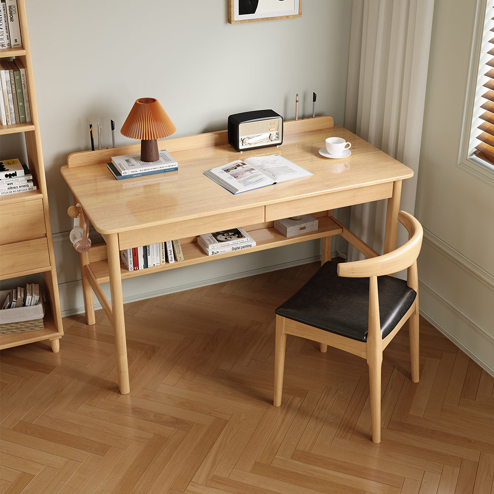 Classic Solid Wood Writing Desk with Two Drawers