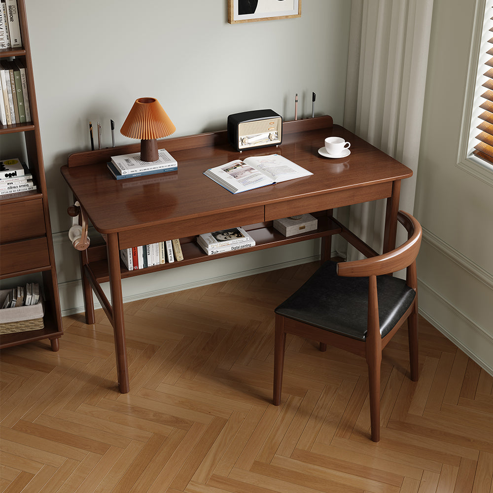 Classic Solid Wood Writing Desk with Two Drawers