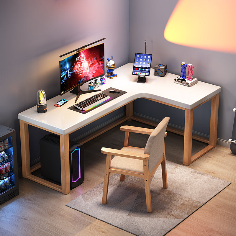 Minimalist Solid Wood Corner Writing Desk (L-Shaped)