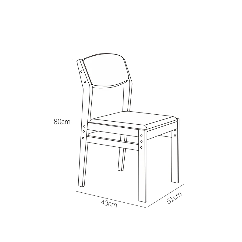 Height-Adjustable Solid Wood Z-Shape Chair with Cotton & Linen Upholstery - Blue