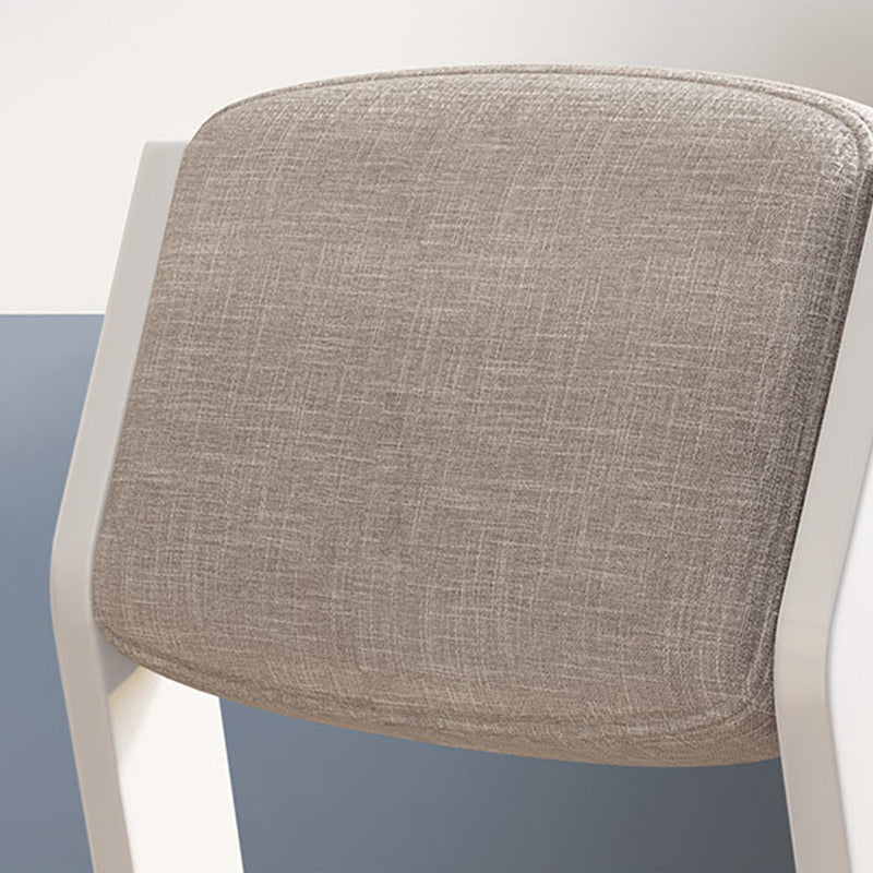 Height-Adjustable Solid Wood Z-Shape Study Chair - White Cotton-Linen