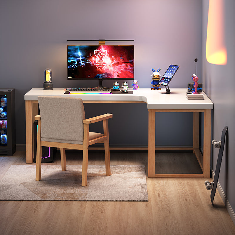 Minimalist Solid Wood Corner Writing Desk (L-Shaped)