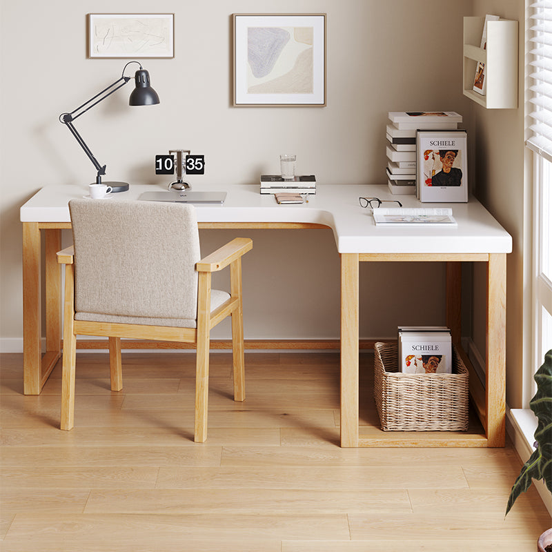 Minimalist Solid Wood Corner Writing Desk (L-Shaped)