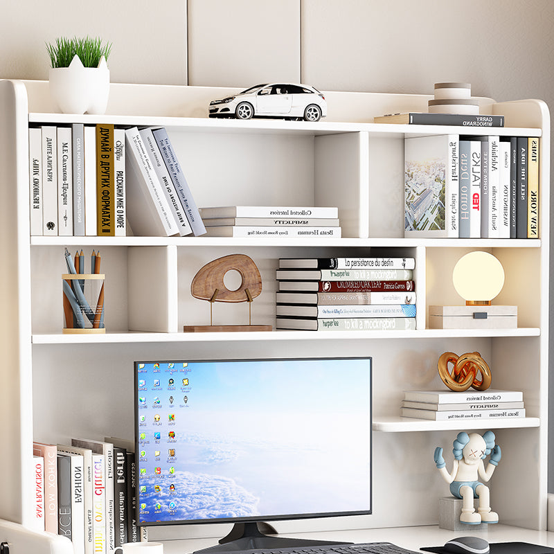 White Solid Wood Writing Desk with Shelf and Drawers - Rubberwood Home Office Desk