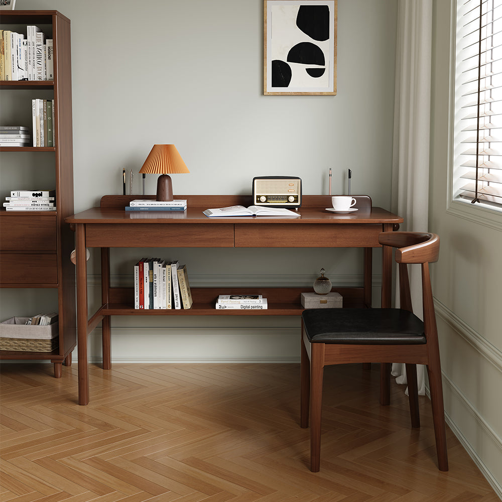 Classic Solid Wood Writing Desk with Two Drawers