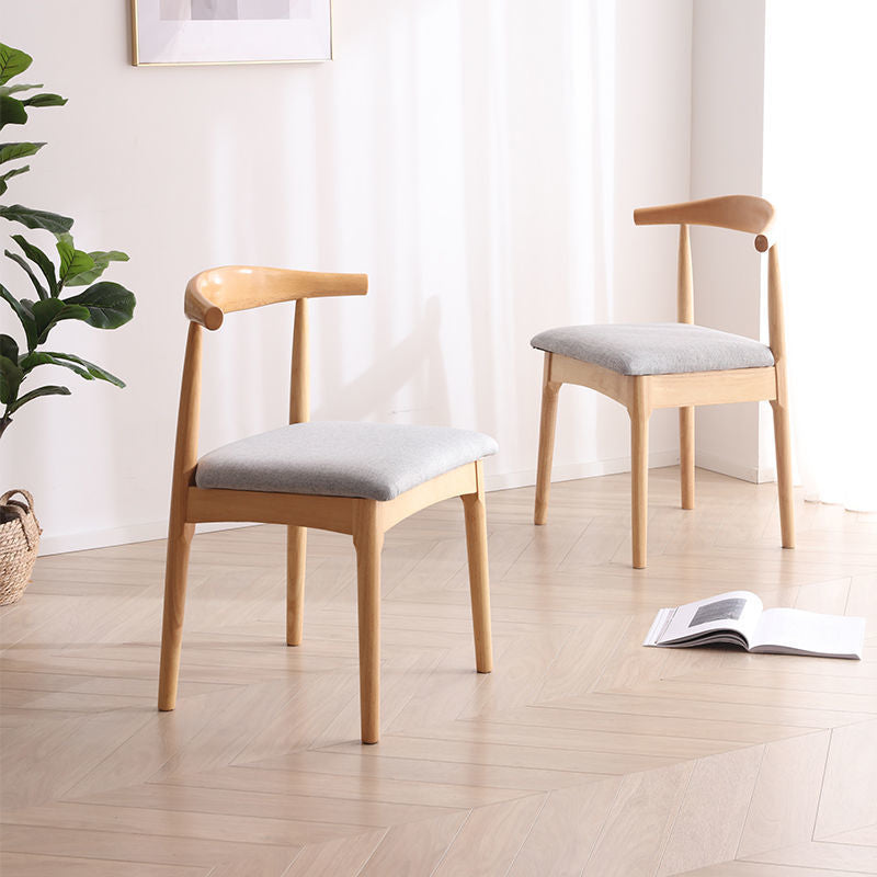 Solid Wood Dining Chair with Gray Fabric Cushion