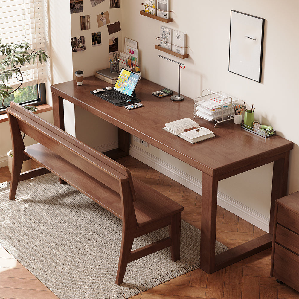 Classic Solid Wood Slab Writing Desk (Multiple Sizes & Colors)