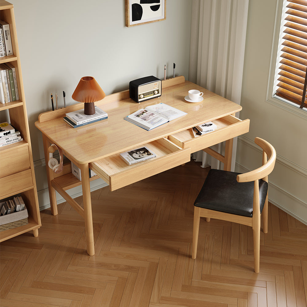 Classic Solid Wood Writing Desk with Two Drawers