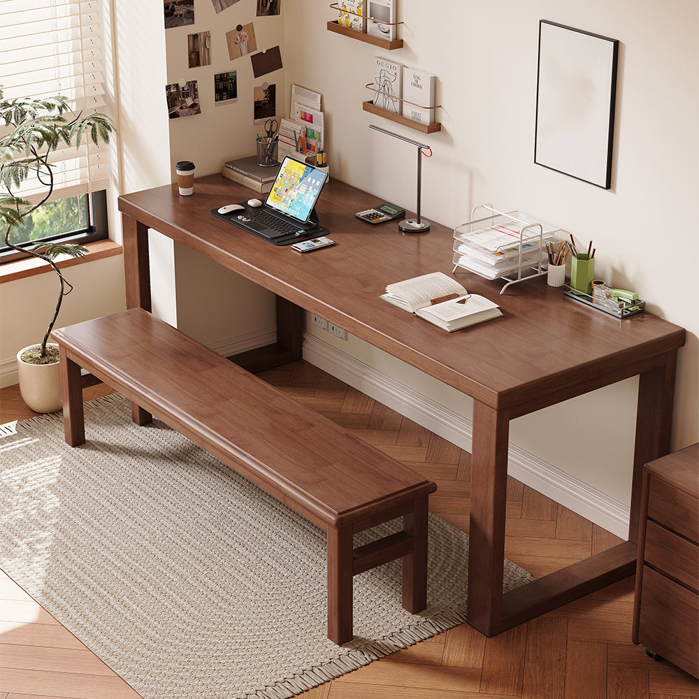 Classic Solid Wood Slab Writing Desk (Multiple Sizes & Colors)