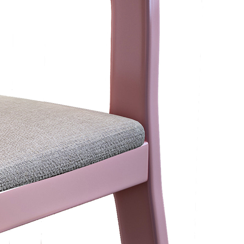 Pink Solid Wood Study Chair with Fabric Cushion