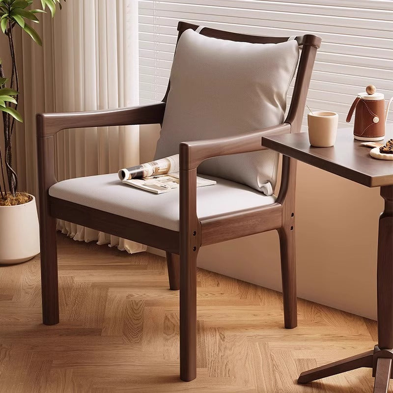Solid Wood Chair with Fabric Seat Cushion