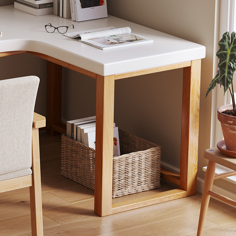 Minimalist Solid Wood Corner Writing Desk (L-Shaped)