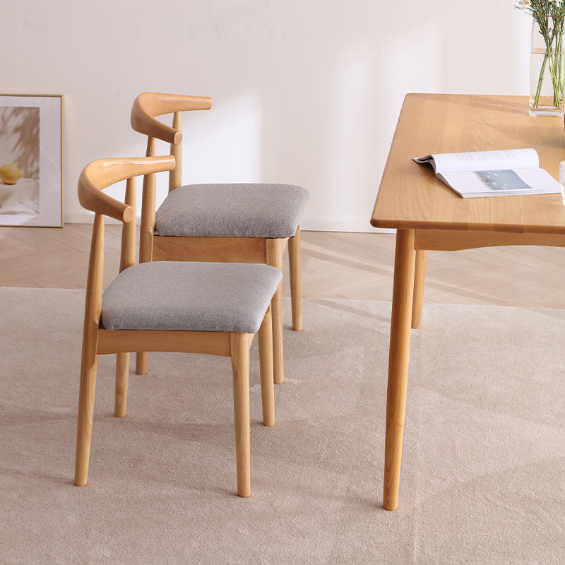 Solid Wood Dining Chair with Gray Fabric Cushion
