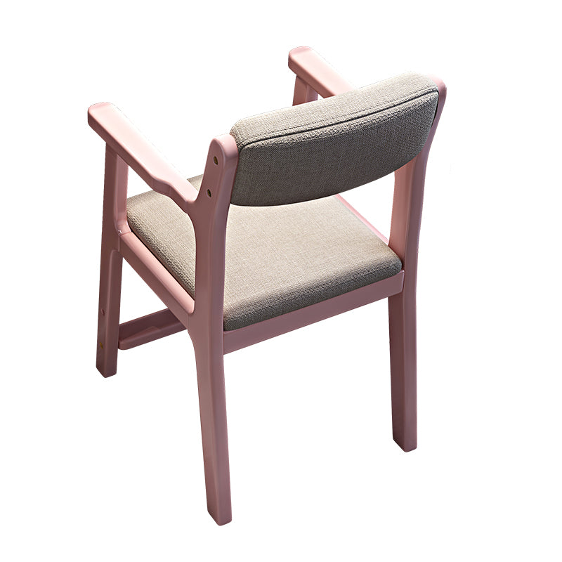Pink Solid Wood Study Chair with Fabric Cushion