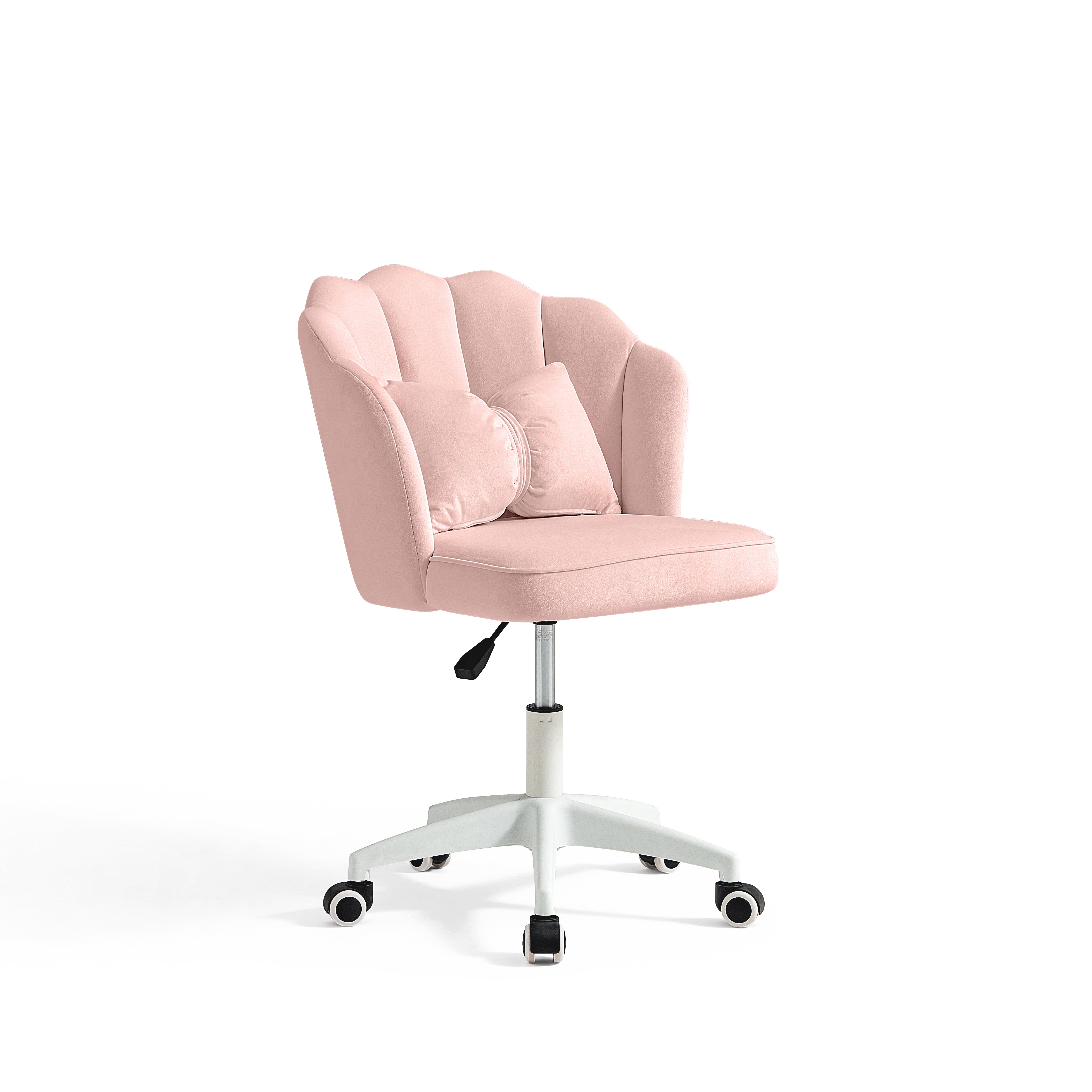 Pink Velvet Adjustable Height Swivel Office Chair with Wheels