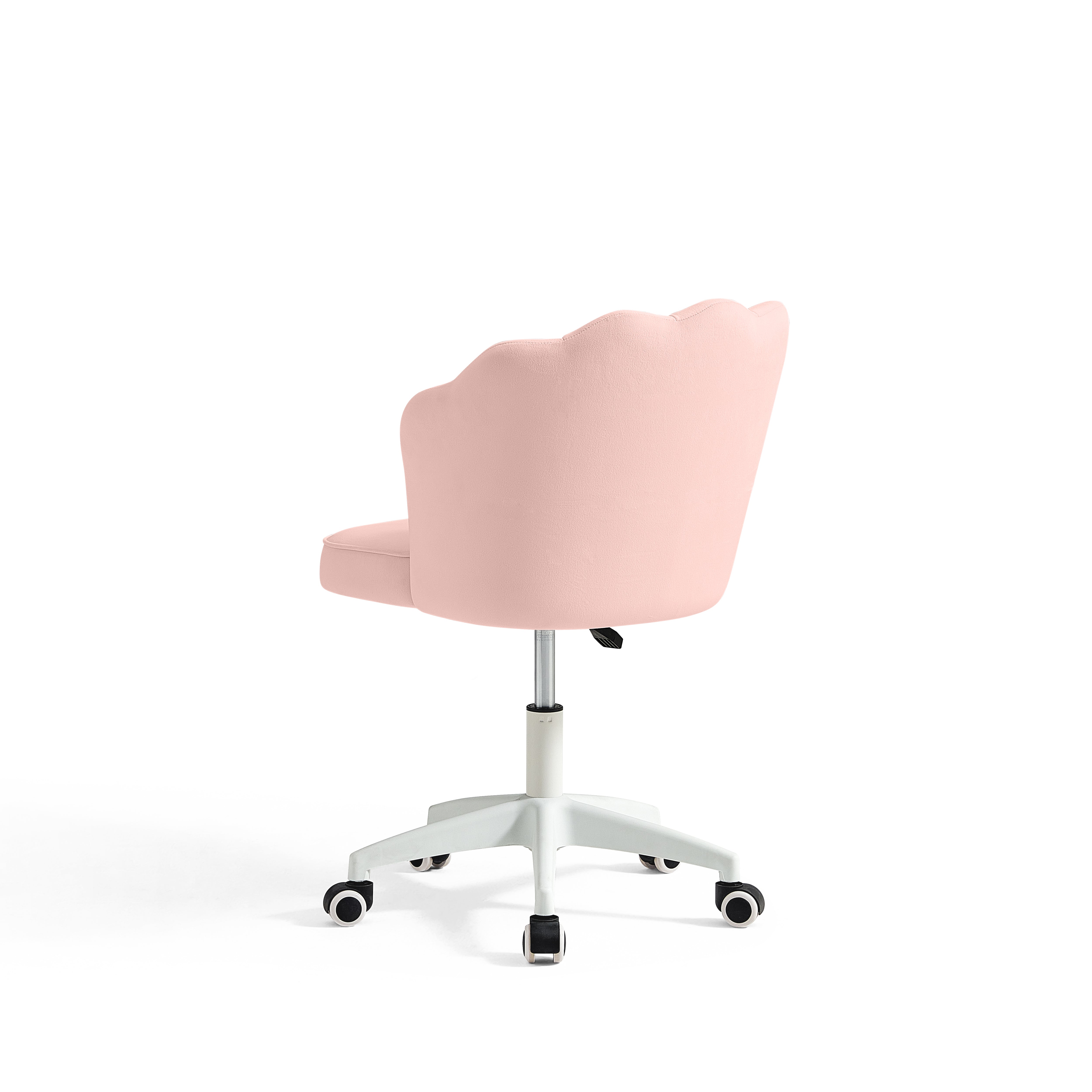 Pink Velvet Adjustable Height Swivel Office Chair with Wheels