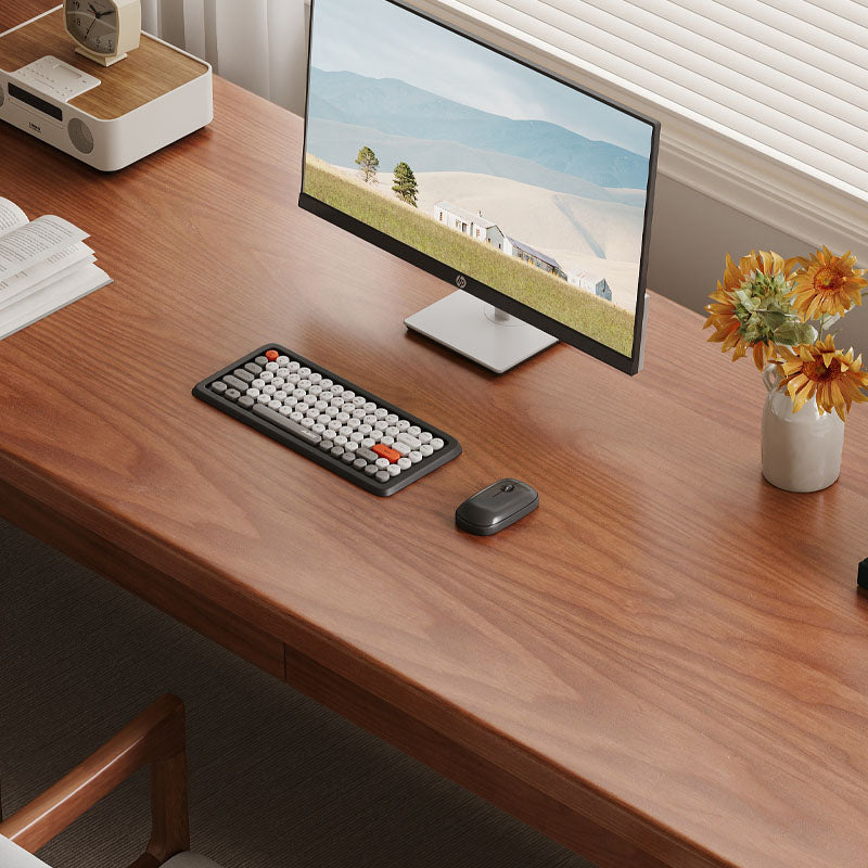 Walnut Solid Wood Writing Desk with Drawers – Classic Study Table 63”/71” - US Writing Desk