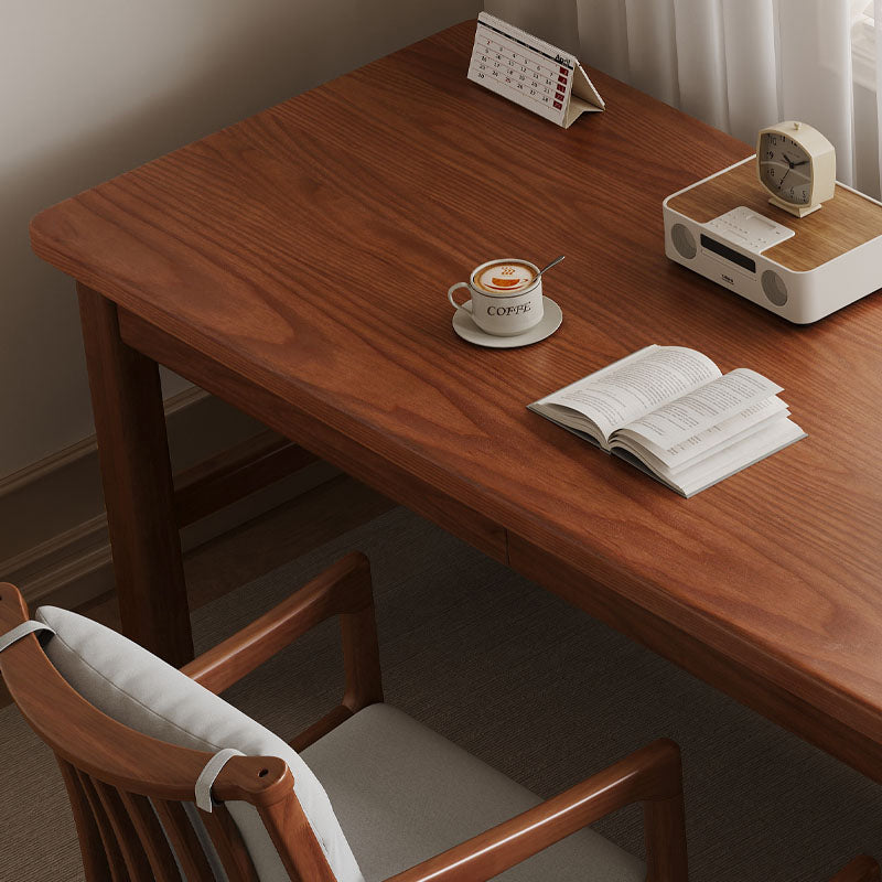 Walnut Solid Wood Writing Desk with Drawers – Classic Study Table 63”/71” - US Writing Desk